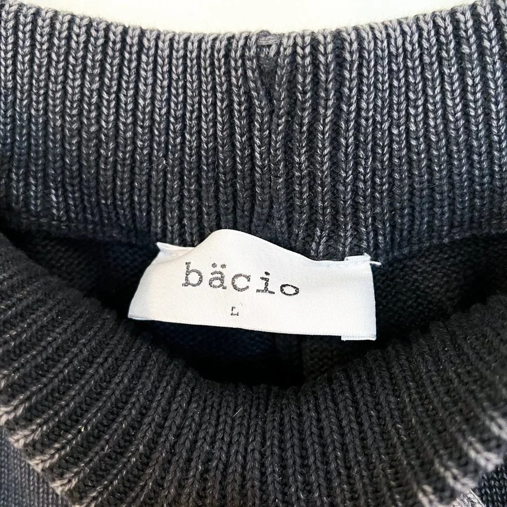 BACIO Gray Drawstring Side Cable Knit Baggy Leg Designer Sweatpants Joggers L - Picture 5 of 7